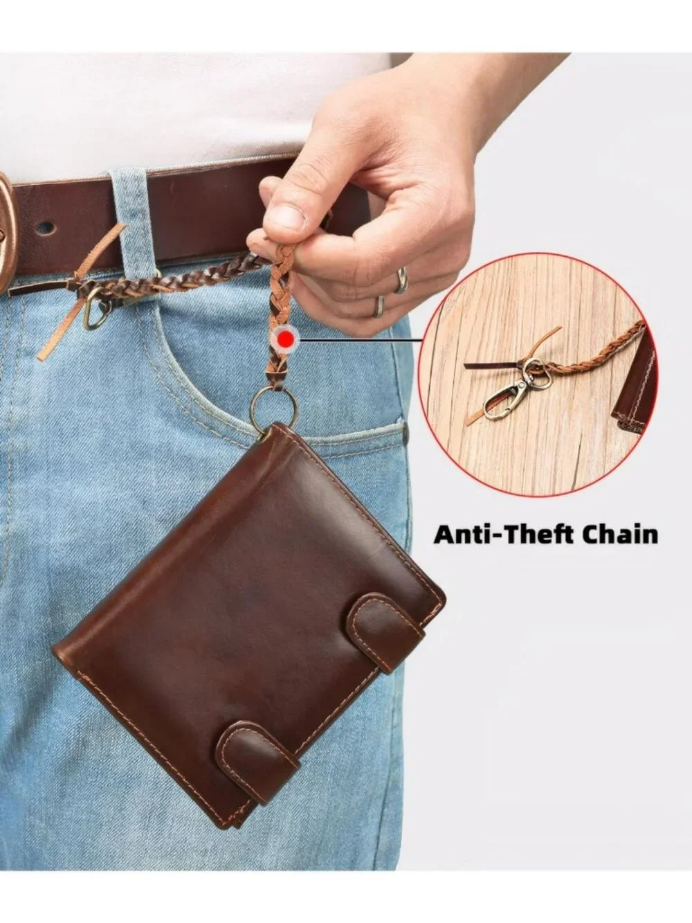 Large Capacity RFID Blocking Leather Trifold Wallet for Men - 15 Card Slots